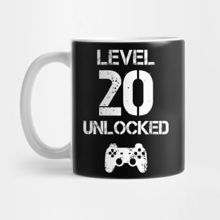 Level 20 Unlocked T-Shirt - 20th Birthday Gift Mug